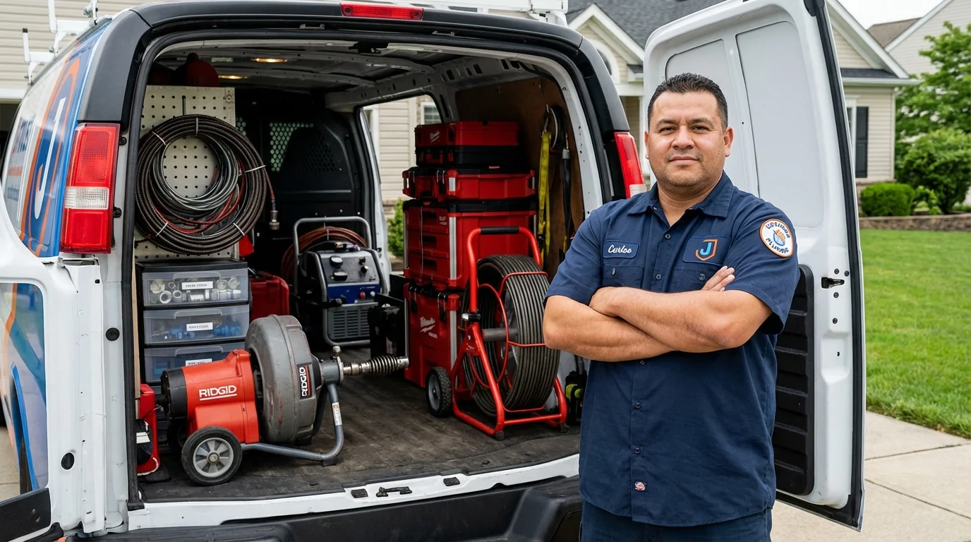 Professional drain cleaning equipment and Johns Plumbing LLC plumber in Fort Bragg