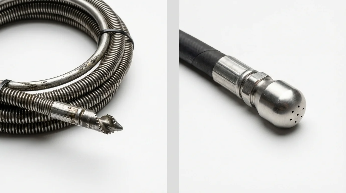Drain snake cable and hydro jetting nozzle used for drain cleaning in Fort Bragg, CA