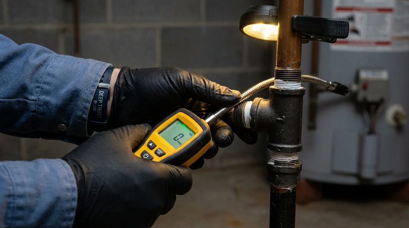 Gas leak detection with electronic sniffer by Johns Plumbing LLC in Fort Bragg