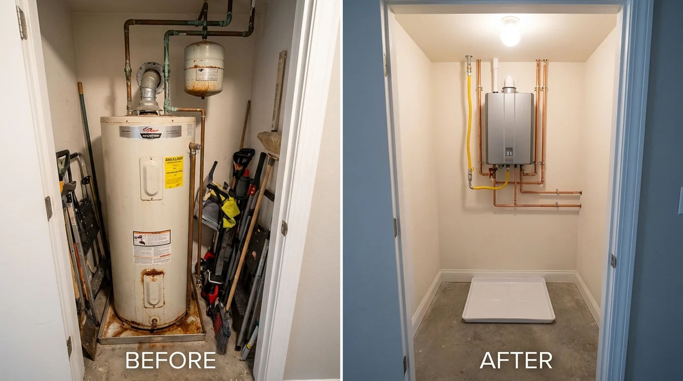 Tank water heater versus wall-mounted tankless unit comparison for Fort Bragg, CA homeowners