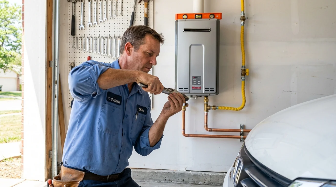Tankless water heater installation by a Johns Plumbing LLC plumber in Fort Bragg