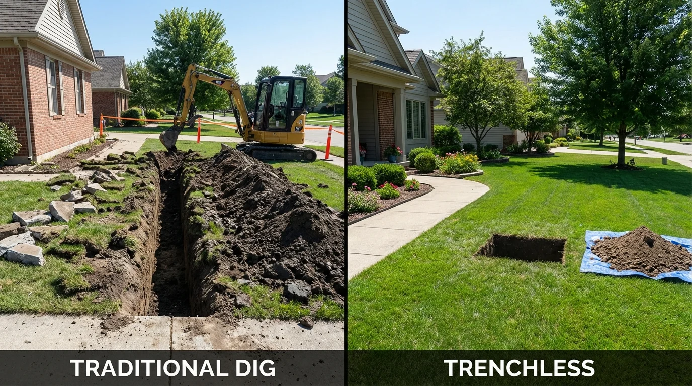 Trenchless sewer repair with minimal yard damage versus traditional excavation in Fort Bragg, CA